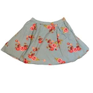 Matilda‎ Jane Skirt Womens Size Large Color Aqua Floral Pleated Elastic Stretch